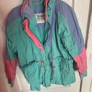 80s vintage London fog windbreaker coat/ colorblock vintage coat
